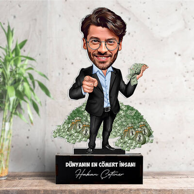 Kişiye Özel Zengin Erkek Karikatürlü Biblo - 1