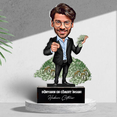 Kişiye Özel Zengin Erkek Karikatürlü Biblo - 4