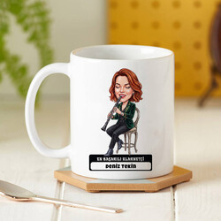Klarnet Sanatçısı Müzisyen Kadın Karikatürlü Kupa Bardak