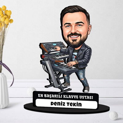 Klavye Ustası Müzisyen Erkek Karikatürlü Biblo - 1
