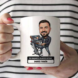 Klavye Ustası Müzisyen Erkek Karikatürlü Kupa Bardak