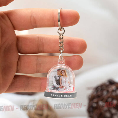 Kocaya Özel Fotoğraflı Kar Küresi Anahtarlık - 1