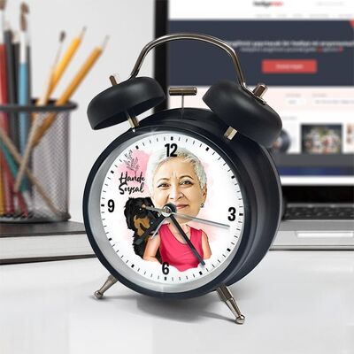 Köpeği Olan Anne Karikatürlü Çalar Saat - 4