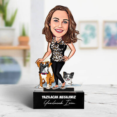 Köpek Seven Kadın Karikatürlü Biblo - 1
