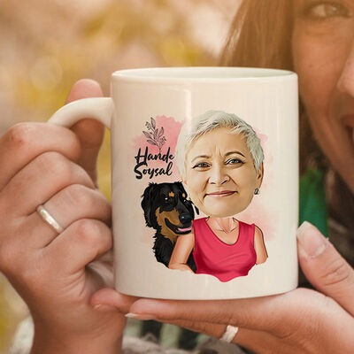 Köpekli Anne Karikatürlü Kupa Bardak - 1