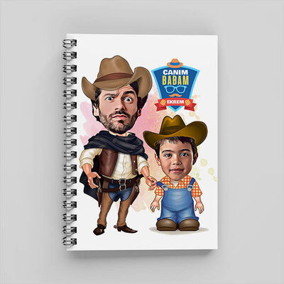Kovboy Baba ve Oğlu Karikatürlü Defter - 1