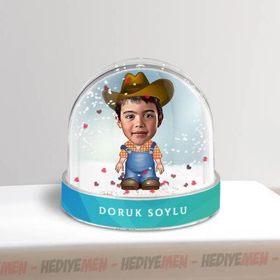 Kovboy Çocuk Karikatürlü Kar Küresi - 2