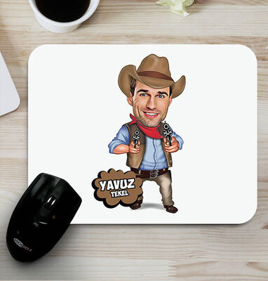 Kovboy Karikatürlü Mouse Pad - 1