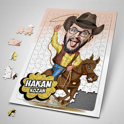 Kovboy Karikatürlü Puzzle - 1
