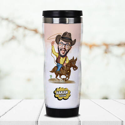 Kovboy Karikatürlü Termos Bardak - 1