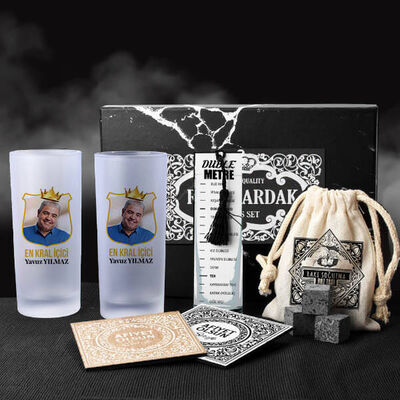 Kral Adam Fotoğraflı Rakı Kadehi Seti Hediye Kutusu - 1