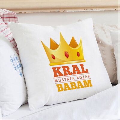Kral Babam İsme Özel Kare Yastık - 1
