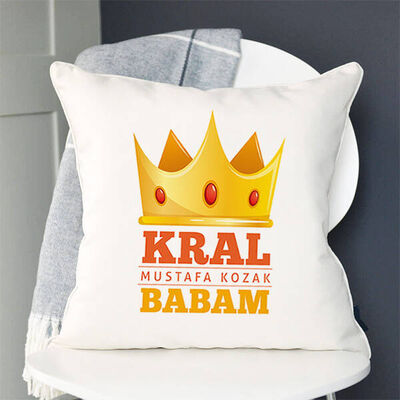 Kral Babam İsme Özel Kare Yastık - 3