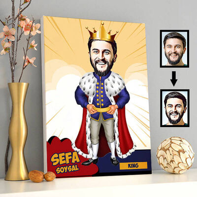 Kral Karikatürlü Kanvas Tablo - 1
