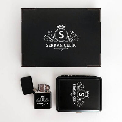 Kral Tacı Çakmak ve Sigara Tabakası Seti - 7