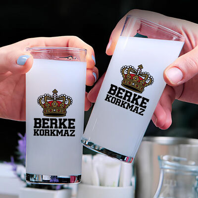 Kral Tacı İsim Yazılı Hediyelik İkili Rakı Bardağı Seti - 1