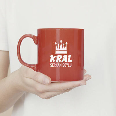 Kral Tasarımlı İsme Özel Kupa Bardak Kırmızı - 1