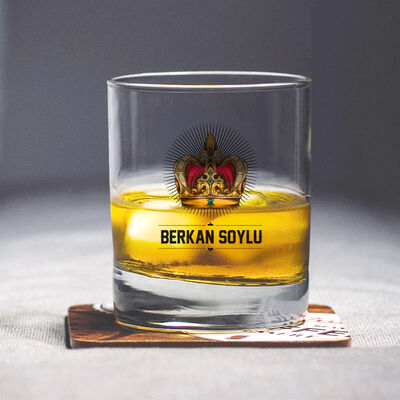 Kraliyet Tacı İsme Özel Renkli Viski Kadehi - 3
