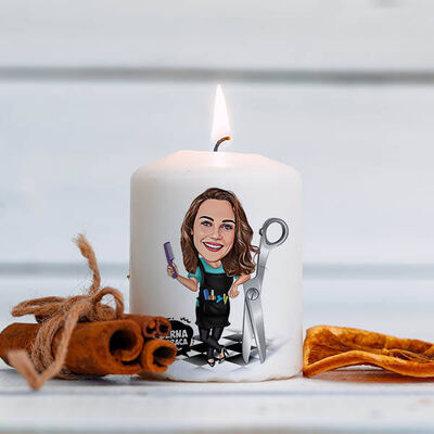 Kuaför Kadın Karikatürlü Mum - 1