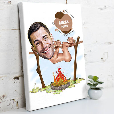 Kurtarın Beni Karikatürlü Kanvas Tablo - 1