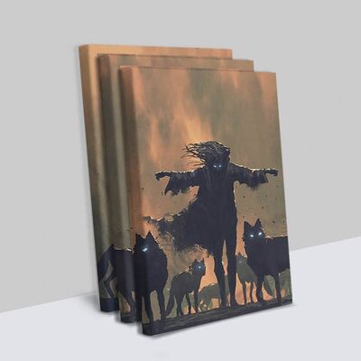 Kurtlar Sanatsal 3 Parçalı Kanvas Tablo - 1