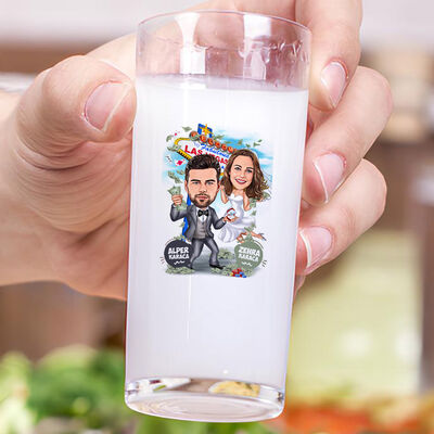 Las Vegas Aşıkları Karikatürlü İkili Rakı Bardağı Seti - 3