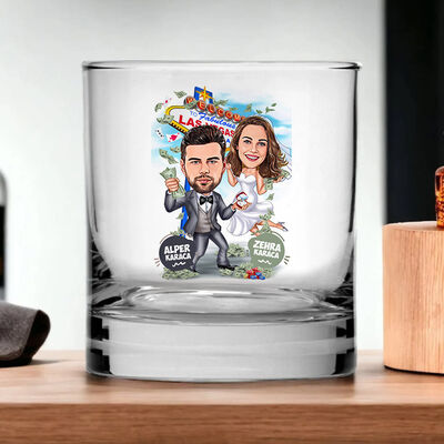 Las Vegas Aşıkları Karikatürlü Viski Kadehi - 3