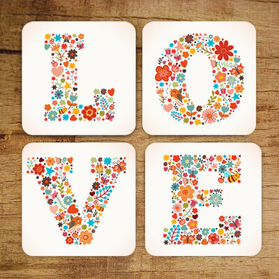 Love Bardak Altlığı 4'lü Set - 1