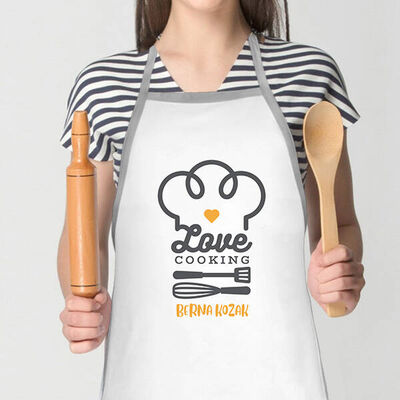 Love Cooking İsme Özel Mutfak Önlüğü - 2