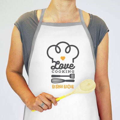 Love Cooking İsme Özel Mutfak Önlüğü - 3
