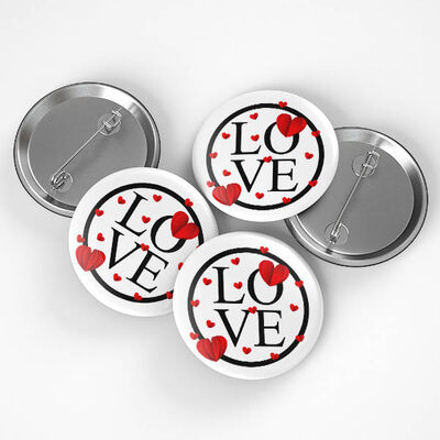 Love Tasarımlı Romantik Rozet - 1