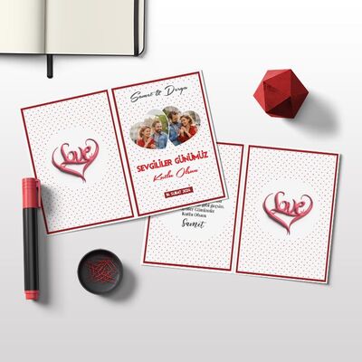 Love Tasarımlı Sevgililer Günü Kartpostalı - 3