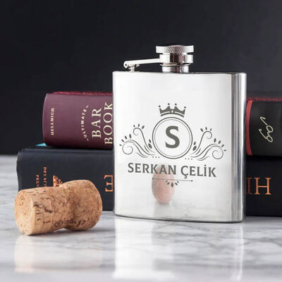 Maceracı Erkeğe Özel Çelik İçki Matarası 6 Oz Gümüş - 1