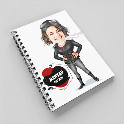 Maceracı Kadın Karikatürlü Defter - 1