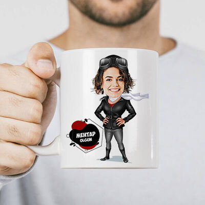 Maceracı Kadın Karikatürlü Kupa Bardak - 1
