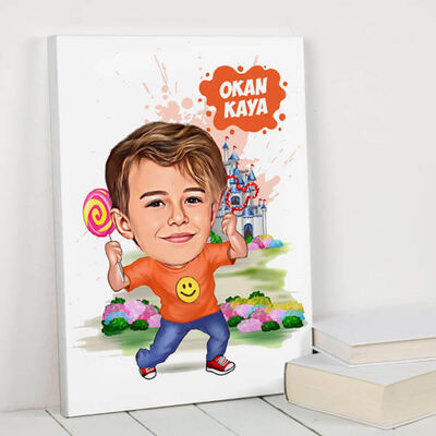 Maceraperest Erkek Çocuk Karikatürlü Kanvas Tablo - 1