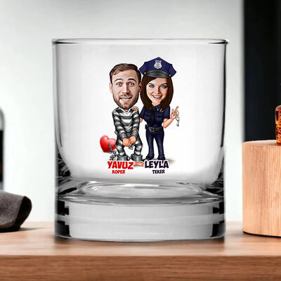 Mahkum ve Güzel Polis Karikatürlü Viski Kadehi - 3