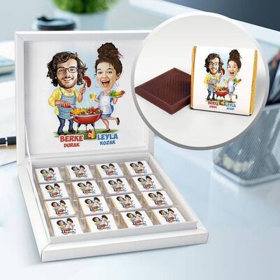 Mangalcı Çiftler Karikatürlü Çikolata Kutusu - 1