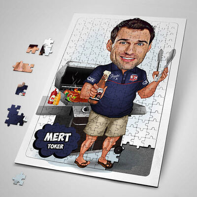 Mangalcı Erkek Karikatürlü Puzzle - 1