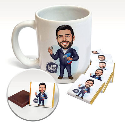Marifetli Adam Karikatürlü Kupa ve Çikolata - 1