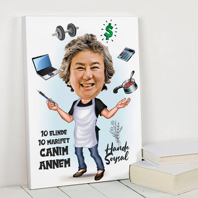 Marifetli Annem Karikatürlü Kanvas Tablo - 1
