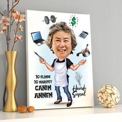 Marifetli Annem Karikatürlü Kanvas Tablo - 2