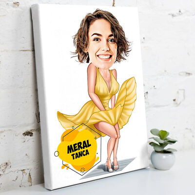 Marilyn Monroe Karikatürlü Kanvas Tablo - 1
