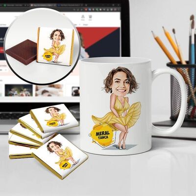 Marilyn Monroe Karikatürlü Kupa ve Çikolata - 1