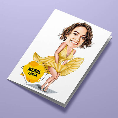 Marilyn Monroe Karikatürlü Tebrik Kartı - 1