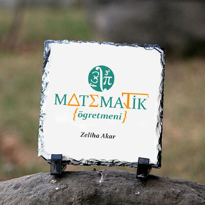 Matematik Öğretmenine Hediye Kare Taş Baskı - 1