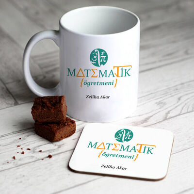 Matematik Öğretmenine Özel Kupa ve Bardak Altlığı - 1