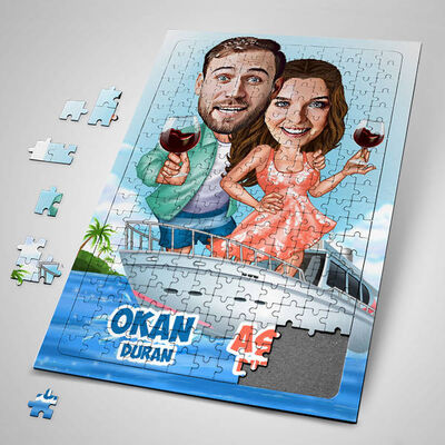 Mavi Tur Karikatürlü Puzzle - 1