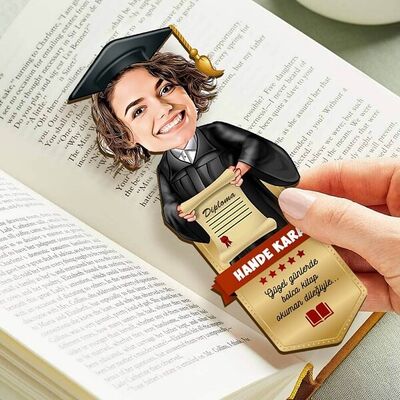 Mazun Kız Öğrenci Karikatürlü Kitap Ayracı - 1