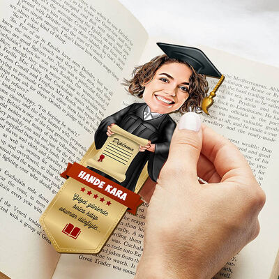 Mazun Kız Öğrenci Karikatürlü Kitap Ayracı - 2